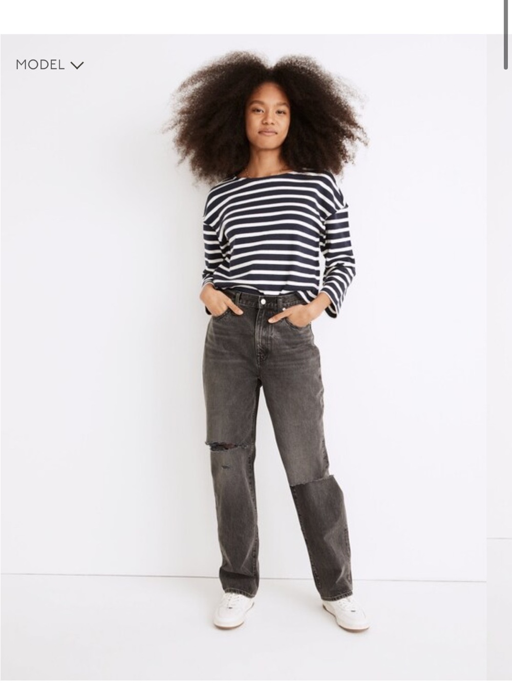 NWT Madewell Baggy Straight Jeans in Cavell Wash: Ripped Edition